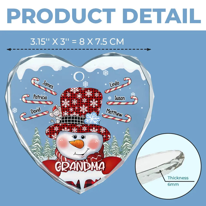Grandma, Your Love Has Shaped Me In Lasting Ways - Family Personalized Custom Heart Glass Ornament - Christmas Gift For Mom, Grandma