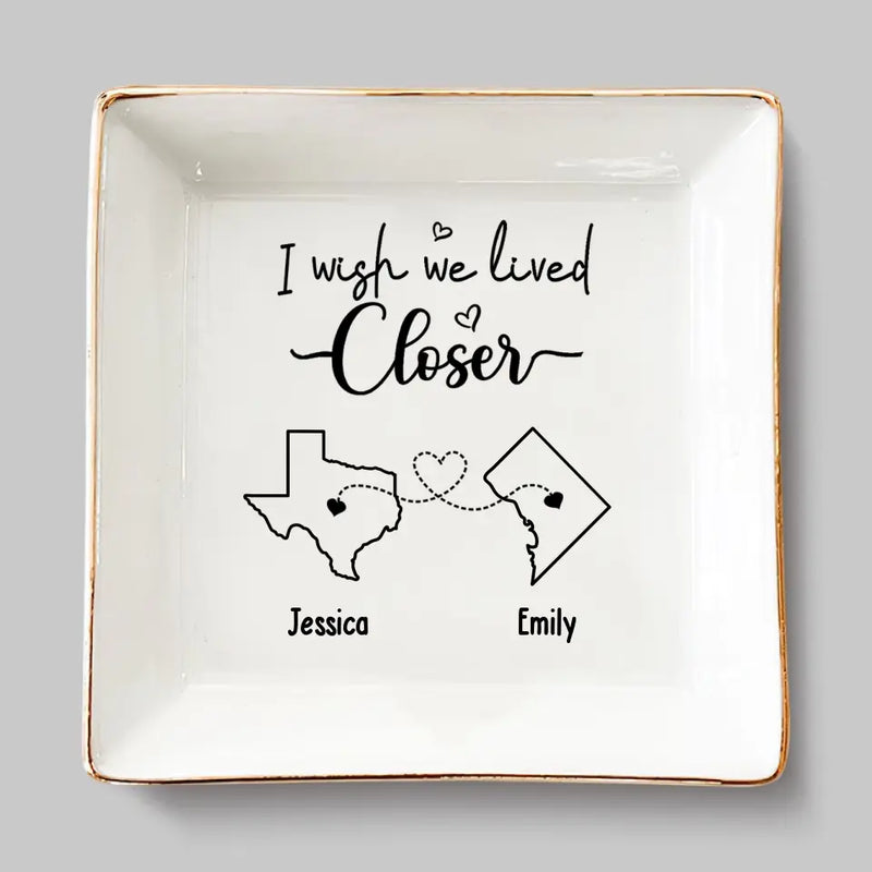 True Friends Never Apart Maybe In Distance But Never In Heart - Bestie Personalized Custom Jewelry Dish - Gift For Best Friends, BFF, Sisters