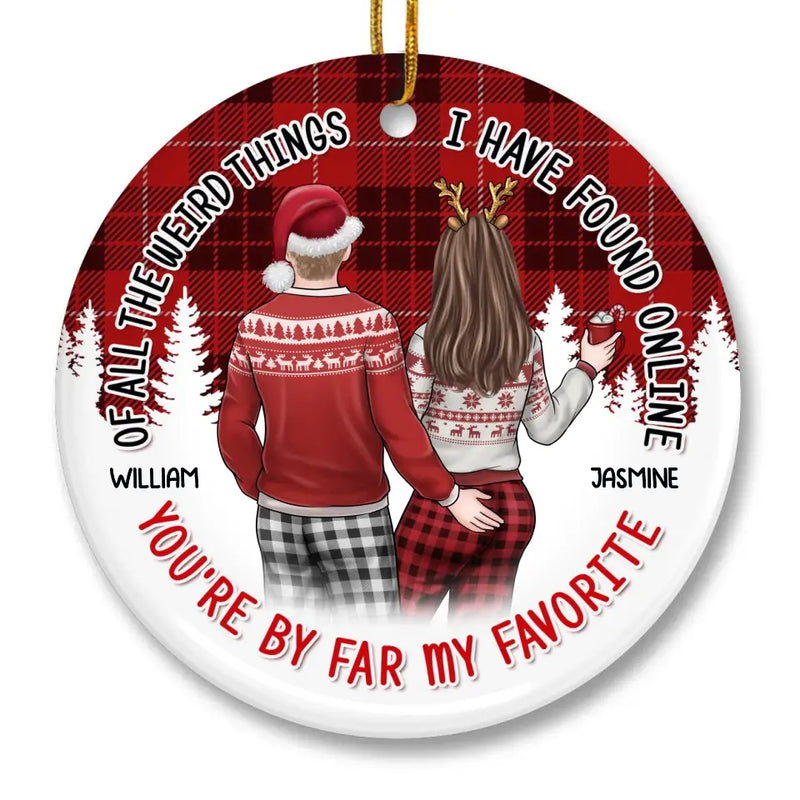 Custom Name Funny Christmas Couple Gifts - Personalized Ceramic Ornament