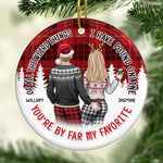 Custom Name Funny Christmas Couple Gifts - Personalized Ceramic Ornament