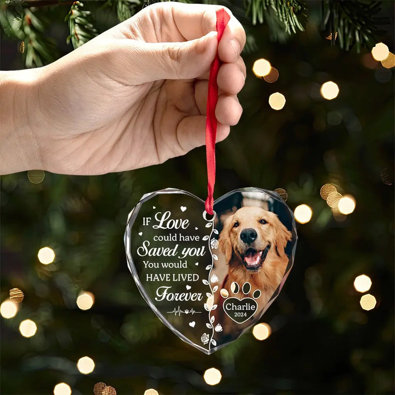 Custom Photo Once By My Side, Forever In My Heart - Memorial Personalized Custom Heart Glass Ornament - Sympathy Gift, Christmas Gift For Pet Owners, Pet Lovers