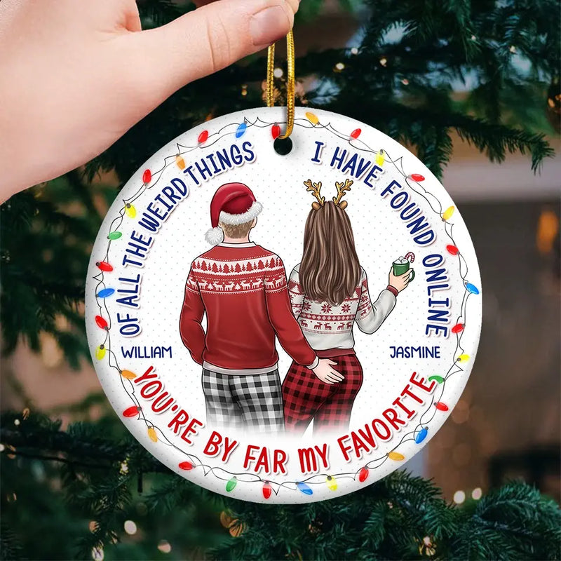 My Love For You Is Evergreen - Couple Personalized Custom Ornament - Ceramic Round Shaped - Christmas Gift For Husband Wife, Anniversary