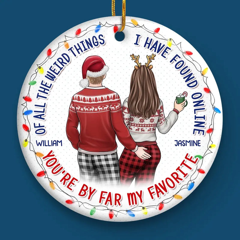 My Love For You Is Evergreen - Couple Personalized Custom Ornament - Ceramic Round Shaped - Christmas Gift For Husband Wife, Anniversary
