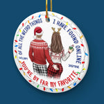 Custom Name Funny Christmas Couple Gifts - Personalized Ceramic Ornament