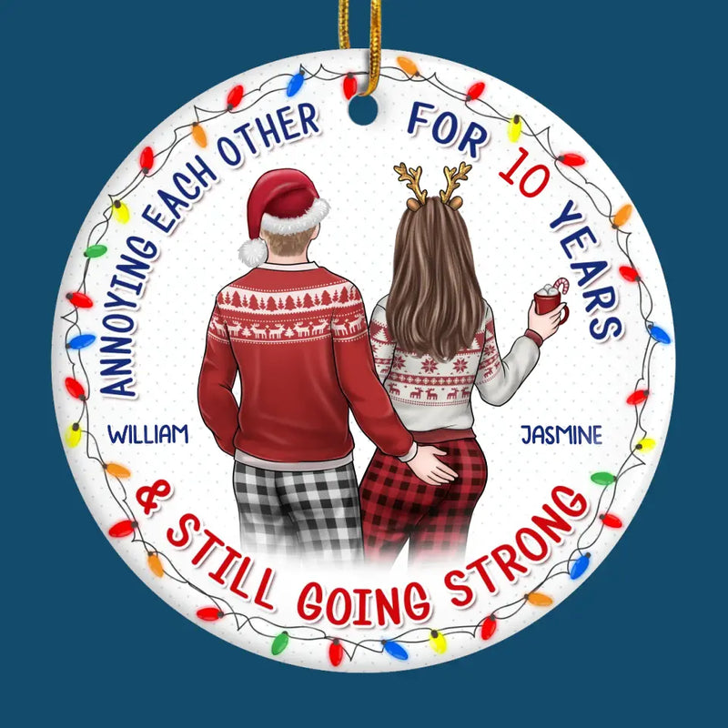 Custom Name Funny Christmas Couple Gifts - Personalized Ceramic Ornament