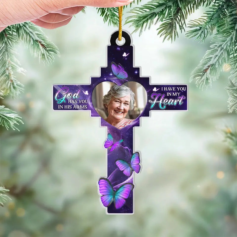 Custom Photo Gone From Our Sight, But Never From Our Hearts - Memorial Personalized Custom Ornament - Acrylic Custom Shaped - Sympathy Gift For Family Members