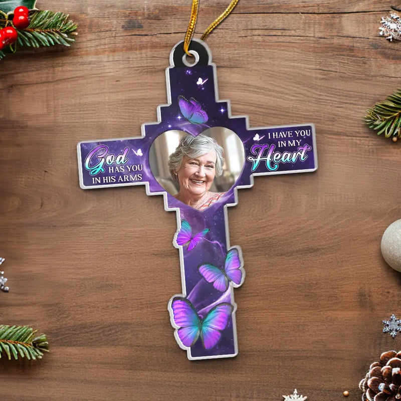 Custom Photo Gone From Our Sight, But Never From Our Hearts - Memorial Personalized Custom Ornament - Acrylic Custom Shaped - Sympathy Gift For Family Members
