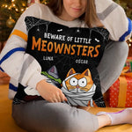 Custom Name Funny Halloween Cat Gifts - Personalized Pillow