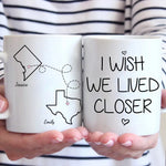 Custom State Map Long Distance Couple Gifts - Personalized Mugs