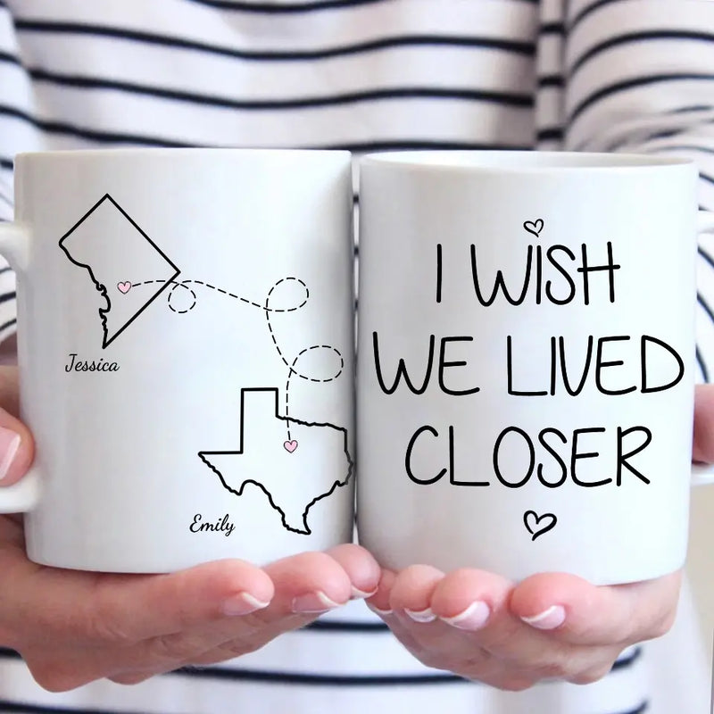 Custom State Map Long Distance Couple Gifts - Personalized Mugs