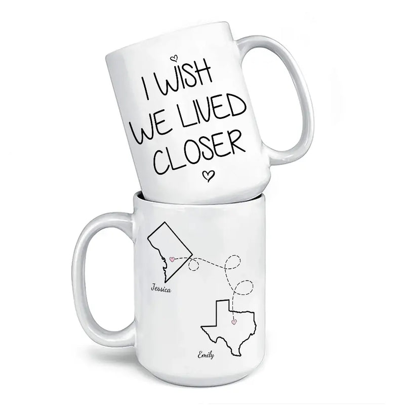 Custom State Map Long Distance Couple Gifts - Personalized Mugs
