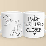 Custom State Map Long Distance Couple Gifts - Personalized Mugs