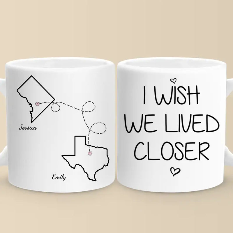 Custom State Map Long Distance Couple Gifts - Personalized Mugs