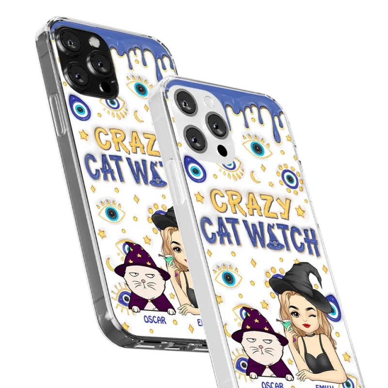 You Can't Scare Me I'm The Crazy Cat Witch - Cat Personalized Custom 3D Inflated Effect Printed Clear Phone Case - Halloween Gift For Pet Owners, Pet Lovers