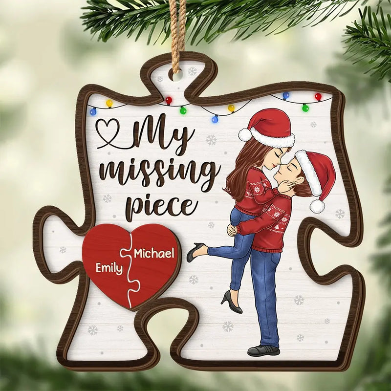 Loving You Is Easy - Couple Personalized Custom Shaped 2 Layered Wood Christmas Ornament - Christmas Gift For Husband Wife, Anniversary