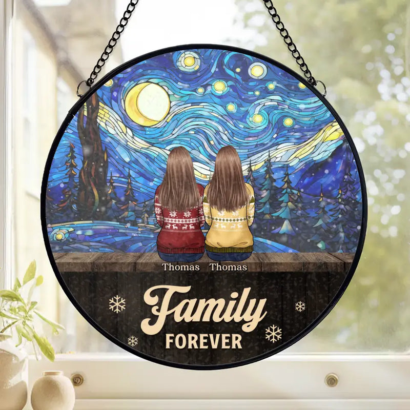 Custom Name Family Night Sky Decor - Personalized Stained Glass Suncatcher