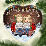 Custom Name Christmas Couple Gifts - Personalized Ceramic Ornament
