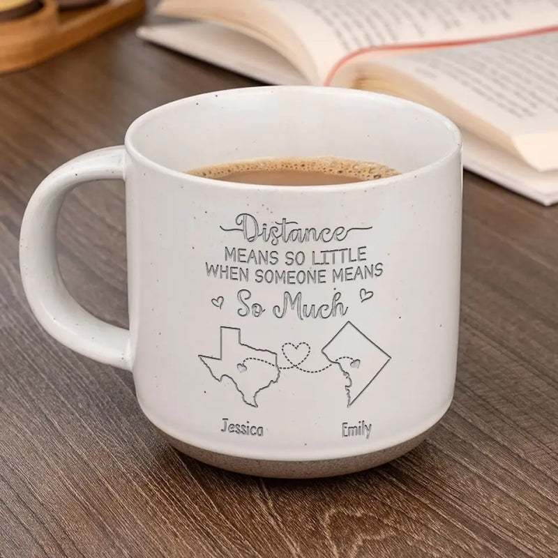 The Love Between Mother And Daughter Knows No Distance - Family Personalized Custom Pottery Mug - Gift For Mom, Daughter