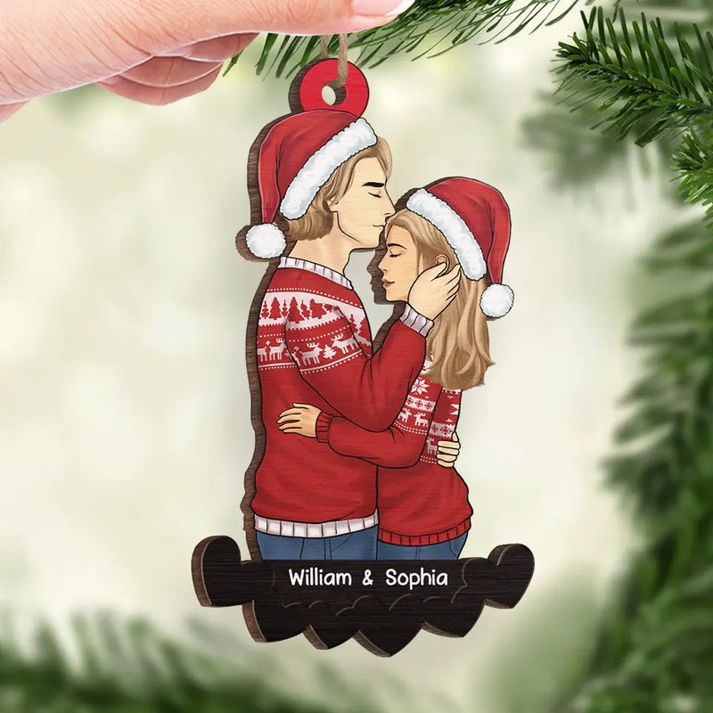 With You Every Moment Is A Treasure Worth Remembering - Couple Personalized Custom Ornament - Wood Custom Shaped - Christmas Gift For Husband Wife, Anniversary