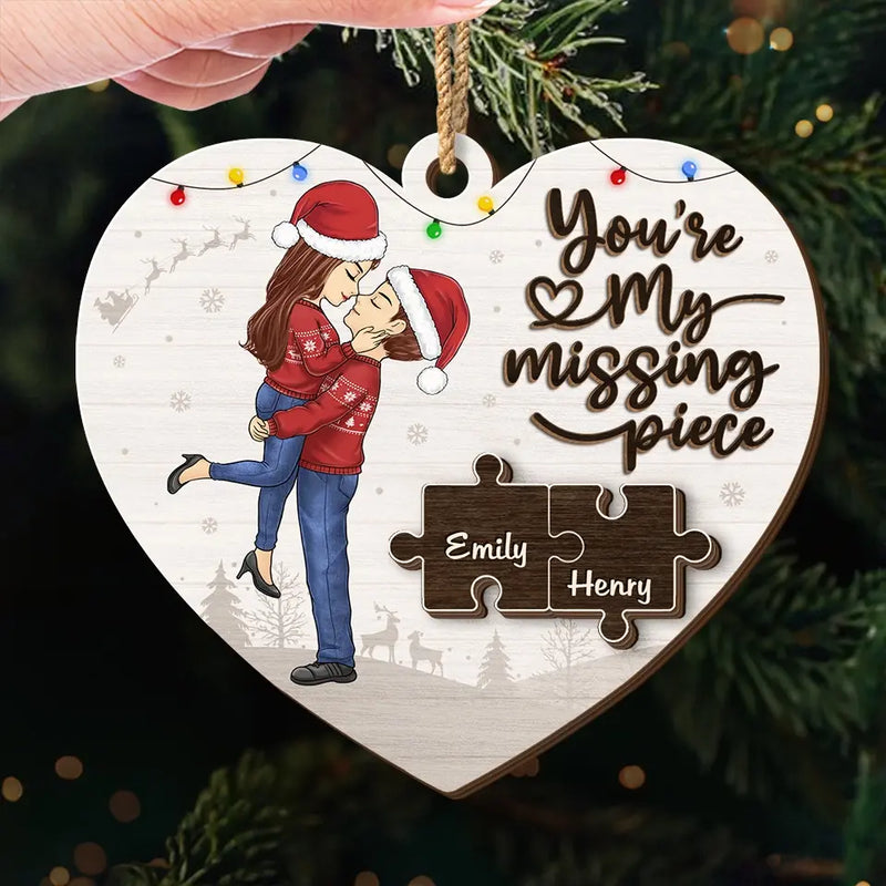 You Are The One I Never Want To Lose - Couple Personalized Custom Shaped 2 Layered Wood Christmas Ornament - Christmas Gift For Husband Wife, Anniversary