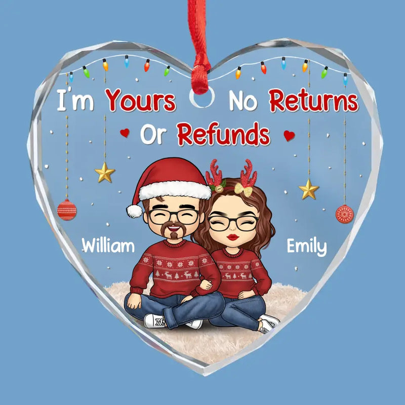 Wherever She Is, That's Where My Home Is - Couple Personalized Custom Heart Glass Ornament - Christmas Gift For Husband Wife, Anniversary