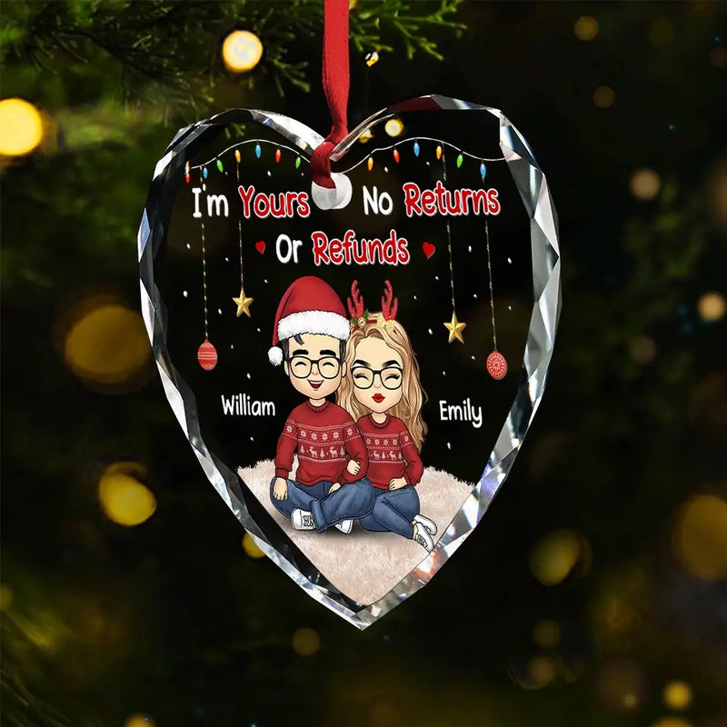 Wherever She Is, That's Where My Home Is - Couple Personalized Custom Heart Glass Ornament - Christmas Gift For Husband Wife, Anniversary