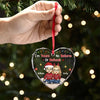 Wherever She Is, That's Where My Home Is - Couple Personalized Custom Heart Glass Ornament - Christmas Gift For Husband Wife, Anniversary