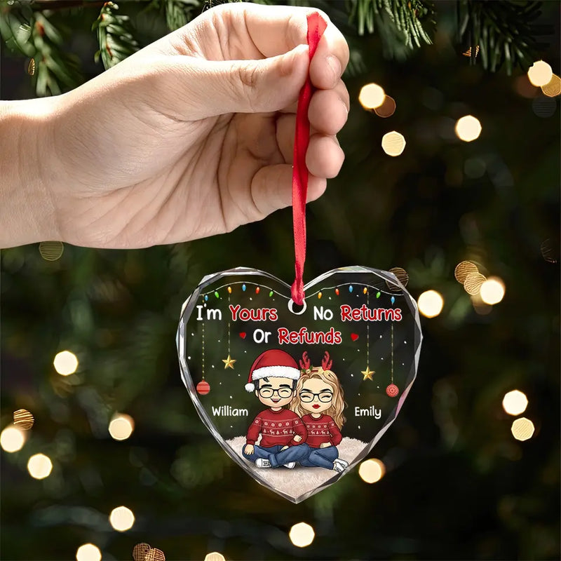Wherever She Is, That's Where My Home Is - Couple Personalized Custom Heart Glass Ornament - Christmas Gift For Husband Wife, Anniversary