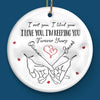 Our Love Is The Greatest Gift This Christmas - Couple Personalized Custom 3D Inflated Effect Printed Ornament - Ceramic Round Shaped - Christmas Gift For Husband Wife, Anniversary