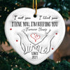 Merry And Bright, With You By My Side - Couple Personalized Custom 3D Inflated Effect Printed Ornament - Ceramic Heart Shaped - Christmas Gift For Husband Wife, Anniversary