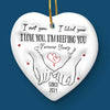 Merry And Bright, With You By My Side - Couple Personalized Custom 3D Inflated Effect Printed Ornament - Ceramic Heart Shaped - Christmas Gift For Husband Wife, Anniversary