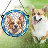 Custom Photo A Heartbeat At My Feet - Memorial Personalized Window Hanging Suncatcher Ornament - Sympathy Gift For Pet Owners, Pet Lovers