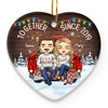 Our Love Is The Star That Shines Brightest During Christmas - Couple Personalized Custom Ornament - Ceramic Heart Shaped - Christmas Gift For Husband Wife, Anniversary