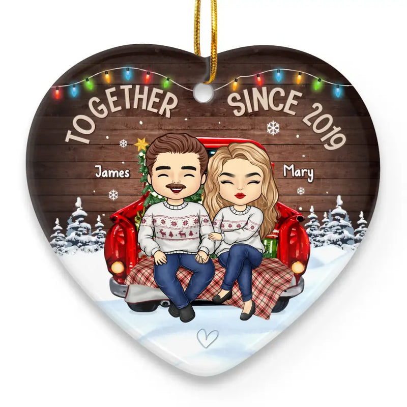 Custom Name Christmas Couple Gifts - Personalized Ceramic Ornament