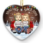 Custom Name Christmas Couple Gifts - Personalized Ceramic Ornament