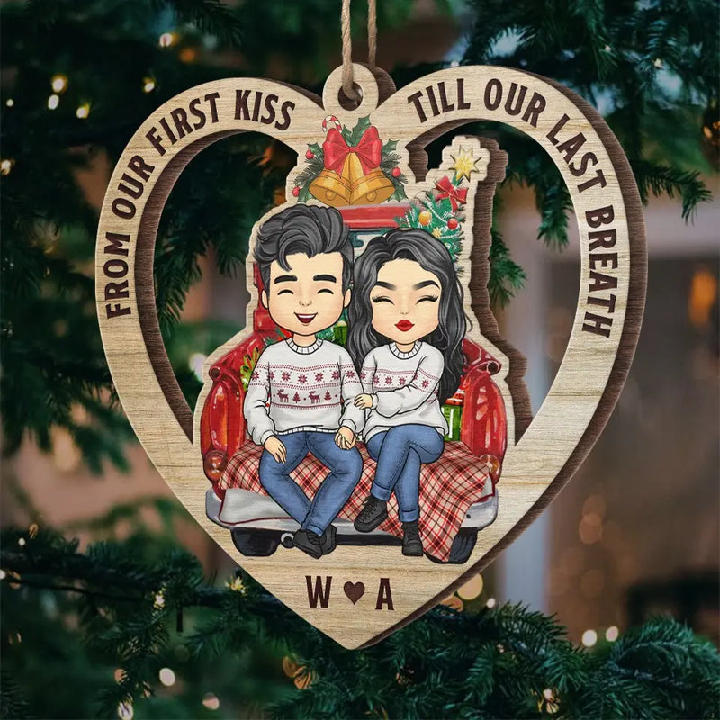 Every Christmas, I Fall In Love With You All Over Again - Couple Personalized Custom Ornament - Wood Custom Shaped - Christmas Gift For Husband Wife, Anniversary