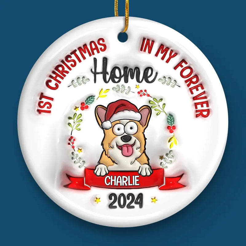 Whiskers In A Winter Wonderland - Dog & Cat Personalized Custom 3D Inflated Effect Printed Ornament - Ceramic Round Shaped - Christmas Gift For Pet Owners, Pet Lovers, First Christmas