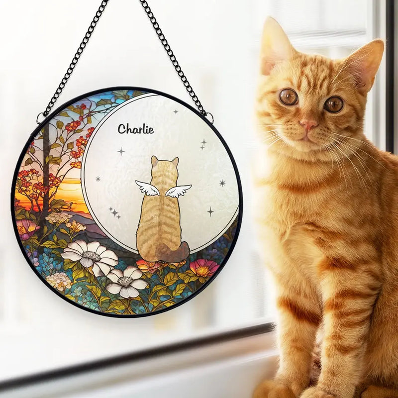 A Dog’s Love Is Forever - Memorial Personalized Custom Stained Glass Window Hanging Suncatcher - Sympathy Gift For Pet Owners, Pet Lovers