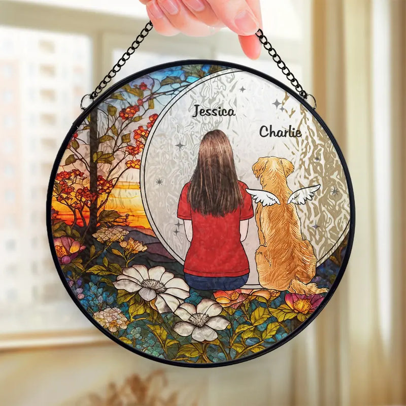 A Whole Lot Of Love - Memorial Personalized Custom Stained Glass Window Hanging Suncatcher - Sympathy Gift For Pet Owners, Pet Lovers