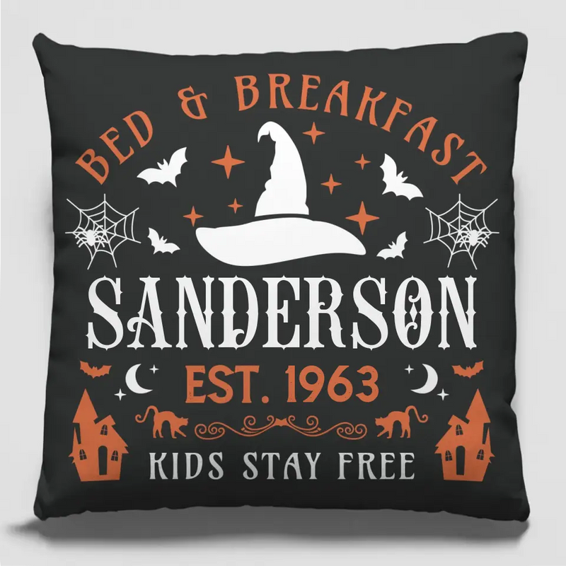 Custom Halloween Bed & Breakfast Decor - Personalized Pillow