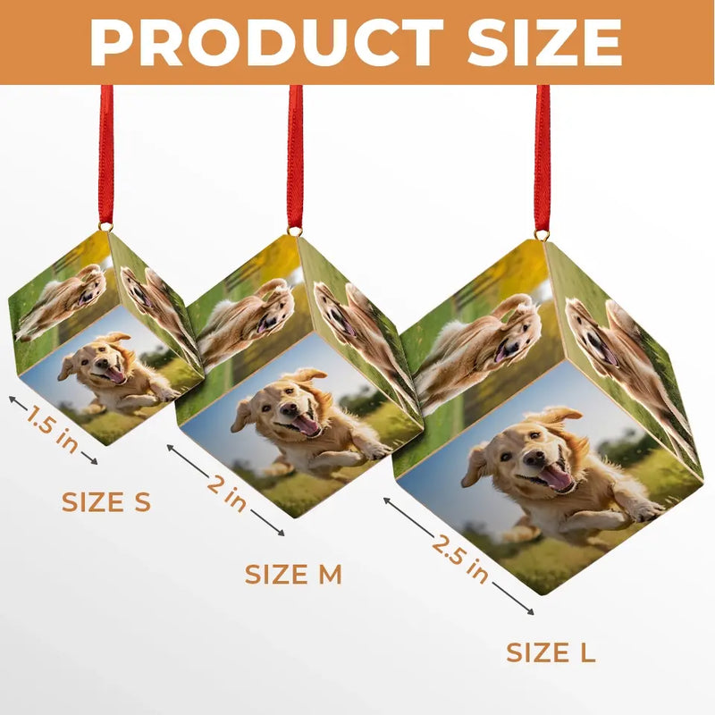 Custom Photo Beautiful Time With You - Dog & Cat Personalized Custom Wooden Cube Ornament - Christmas Gift For Pet Owners, Pet Lovers