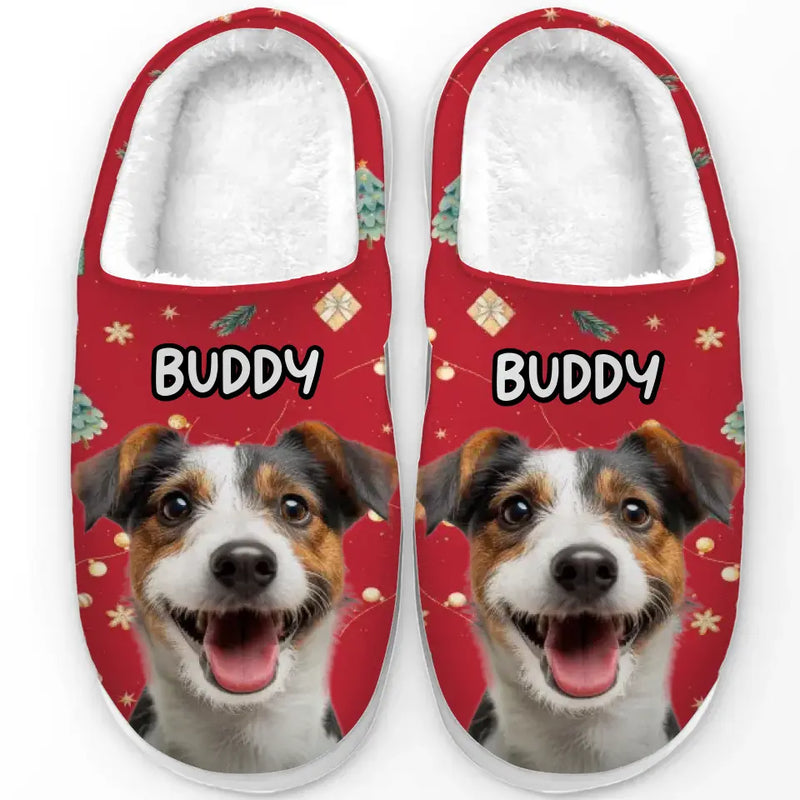 Custom Pet Photo Christmas Gifts for Dog Lovers - Personalized Fluffy Slipper