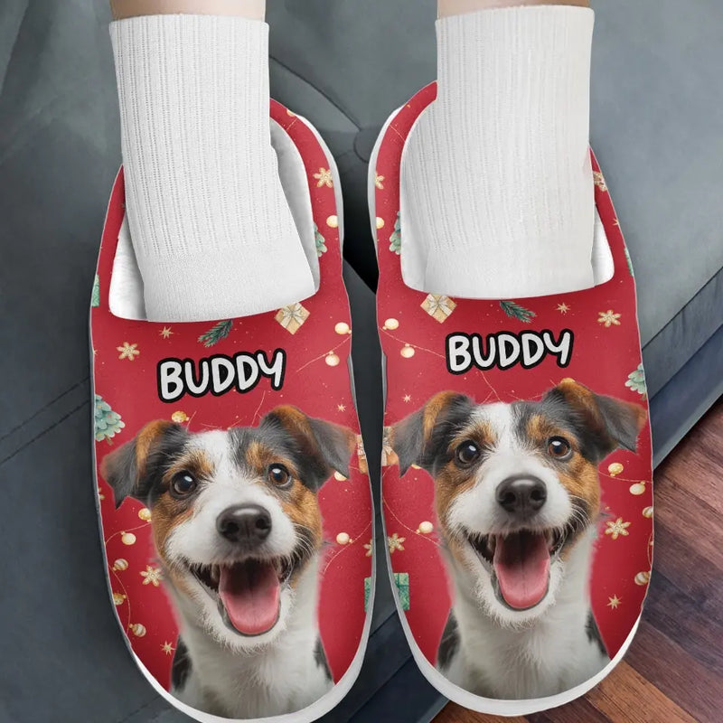 Custom Pet Photo Christmas Gifts for Dog Lovers - Personalized Fluffy Slipper