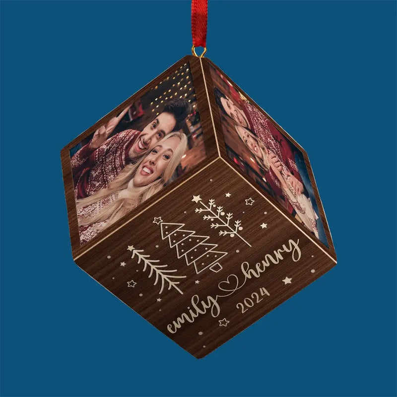 Custom Photo You And Me - Couple Personalized Custom Wooden Cube Ornament - Christmas Gift For Husband Wife, Anniversary