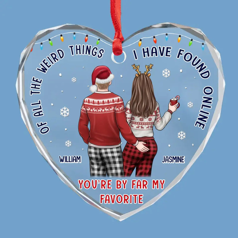 Our Love Makes Every Christmas Brighter - Couple Personalized Custom Heart Glass Ornament - Christmas Gift For Husband Wife, Anniversary