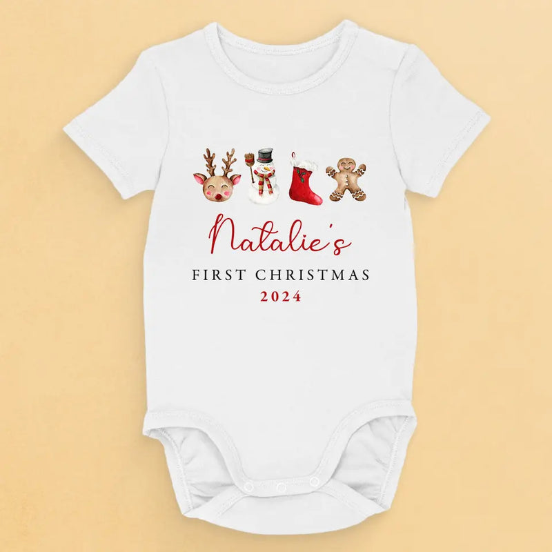 Celebrating Baby's First Christmas - Family Personalized Custom Baby Onesie - Christmas Gift For Baby Kids, Newborn Baby