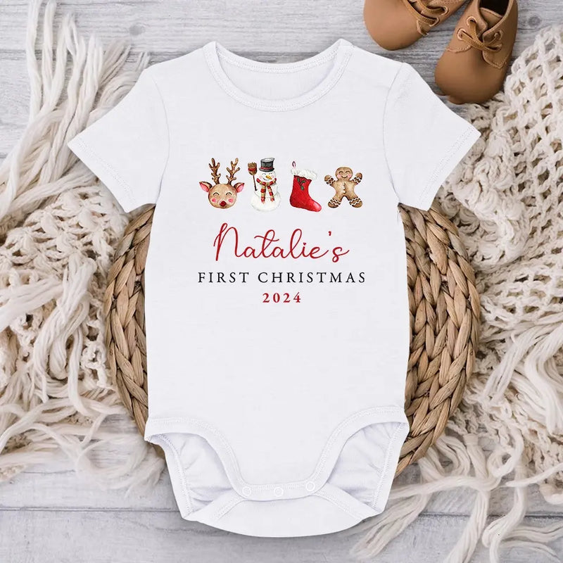 Celebrating Baby's First Christmas - Family Personalized Custom Baby Onesie - Christmas Gift For Baby Kids, Newborn Baby
