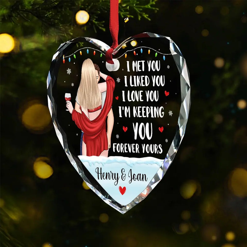 My Snow Angel - Couple Personalized Custom Heart Glass Ornament - Christmas Gift For Husband Wife, Anniversary