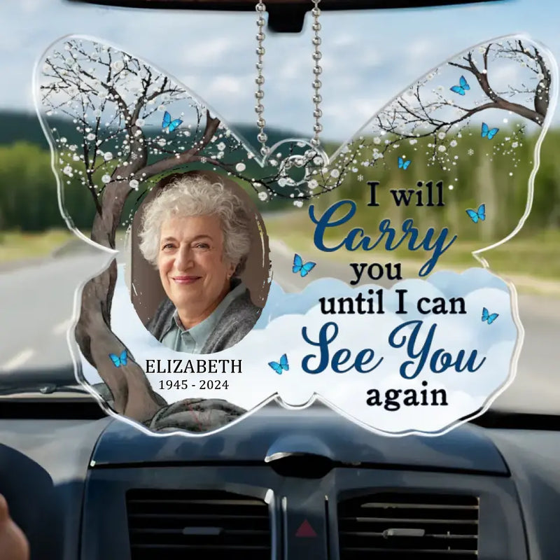 Custom Photo Memorial Butterfly Gifts - Personalized Car Ornament