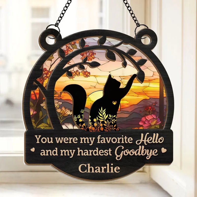 No Longer By Our Side, But Forever In Our Hearts - Memorial Personalized Window Hanging Suncatcher - Sympathy Gift For Pet Owners, Pet Lovers